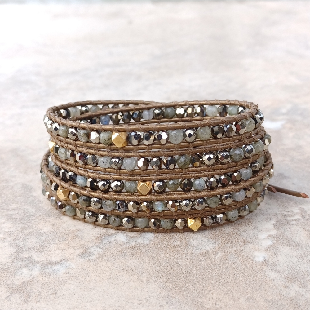 Chan Luu Semiprecious Leather Wrap Bracelet